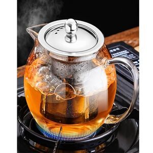 NEW Glass Teapot Stovetop 22 OZ/Removable 18/8 Stainless Steel Infuser